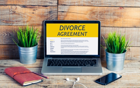 divorce agreements on a laptop