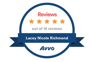 Avvo 5 stars average out of 15 reviews Lacey Nicole Richmond